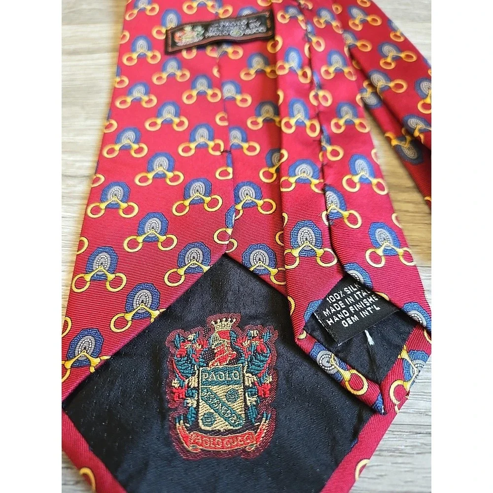 Vintage Paolo Gucci 100% Silk‎ Tie Horsebit Print Made In Italy